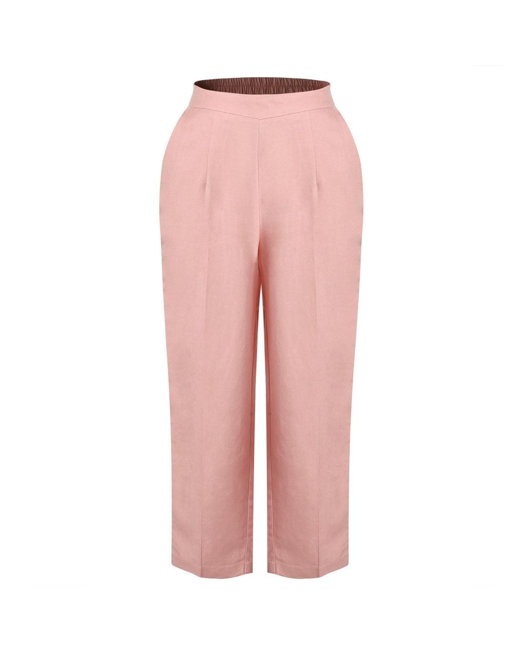 Smart and Joy Pink Straight Linen Pants