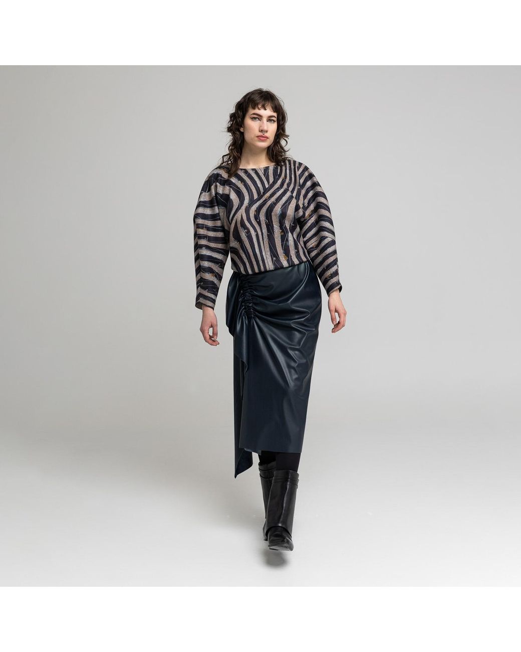 ARTISTA Blue Celeste Gathered Midi Skirt