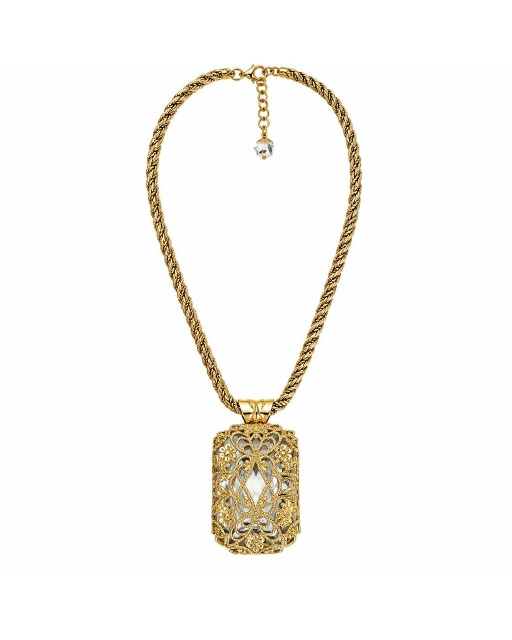 Vstyle Metallic Clear Crystal Filigree Pendant Necklace