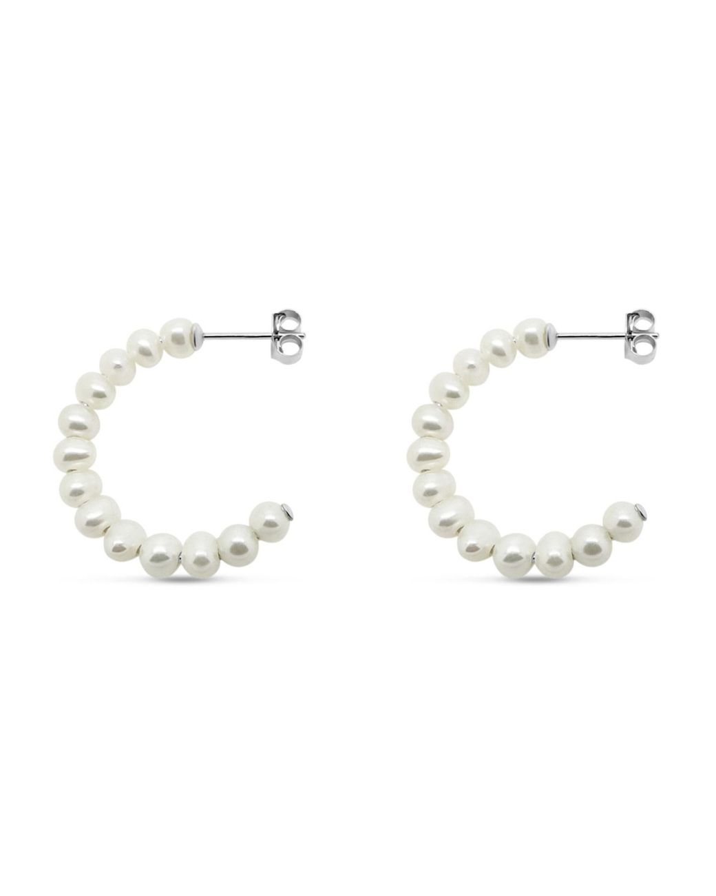 Clemence Wren Metallic Freshwater Pearl Large Hoop Earrings