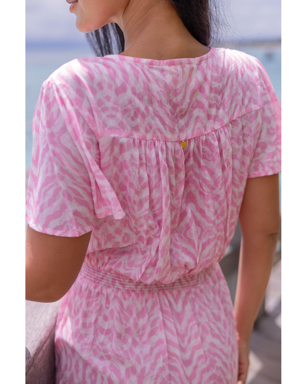 Sophia Alexia Pink Shell Zebra Florence Maxi Dress