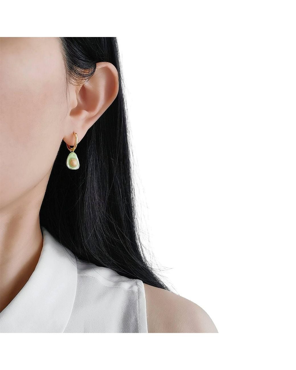 POPORCELAIN Green Mini Porcelain Avocado Earrings