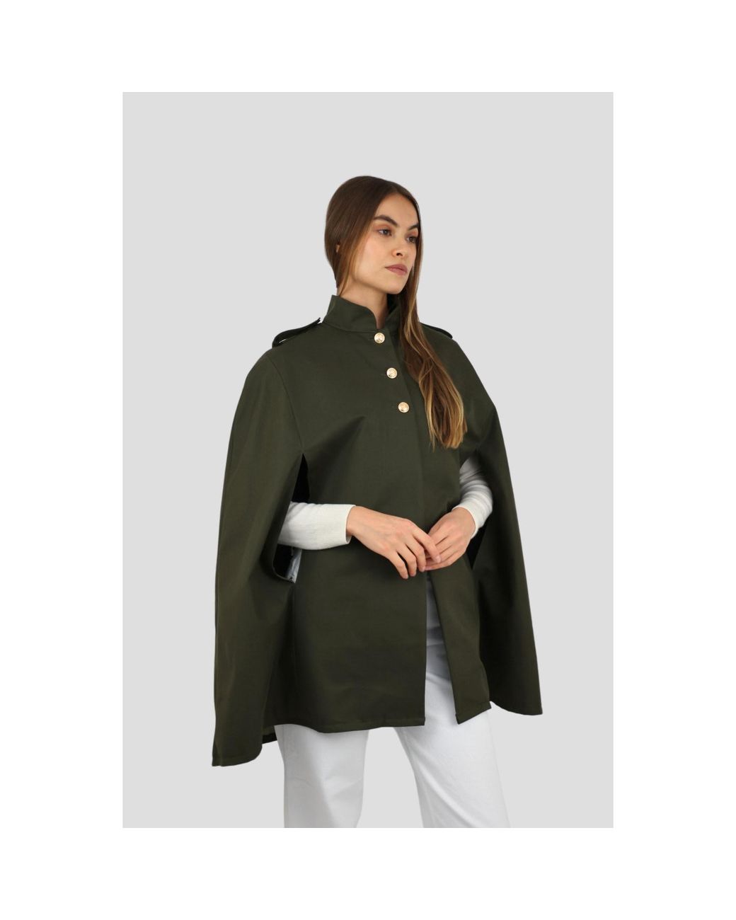 Coulange Green M83 Khaki Water-Repellent Cape Coat