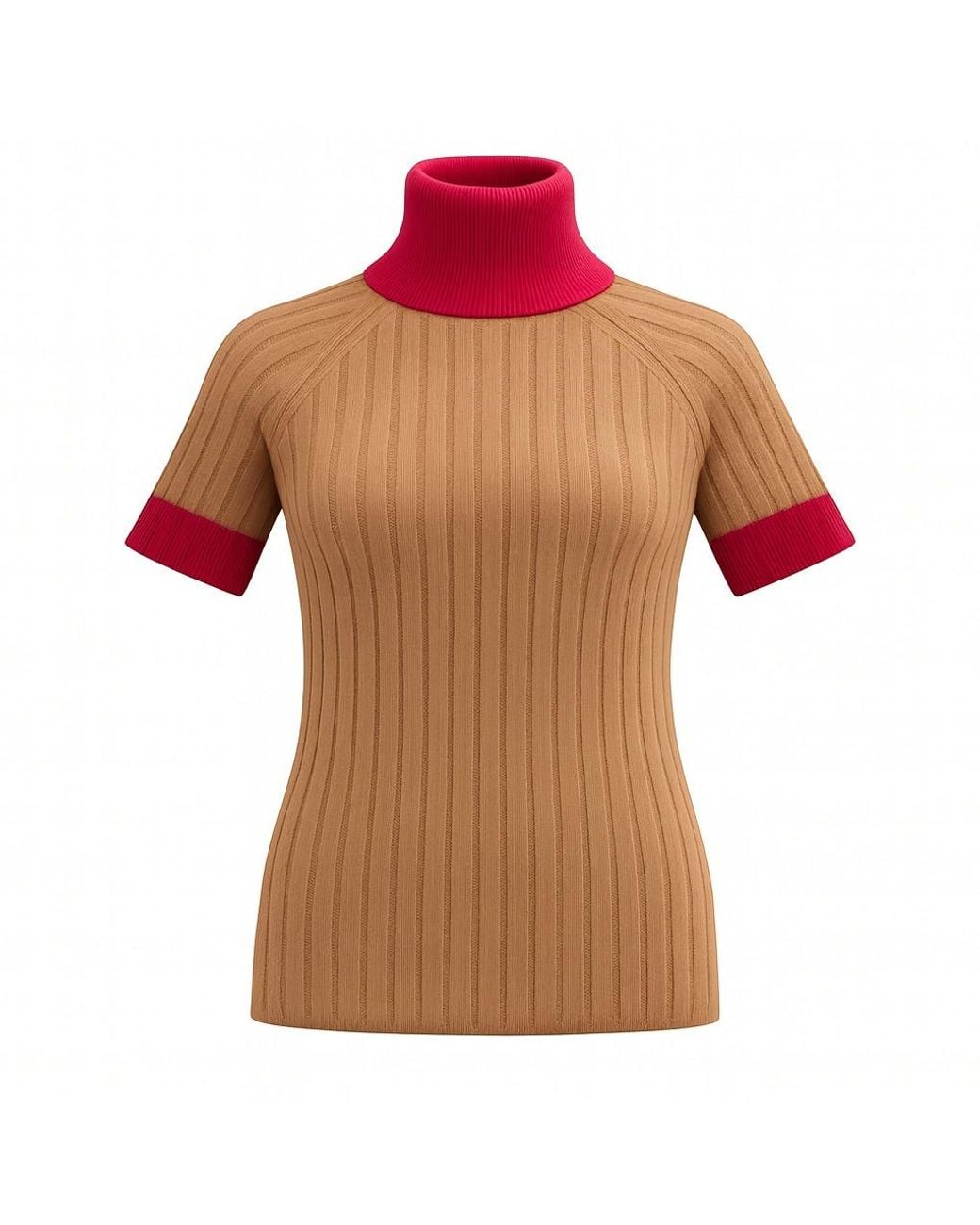BEIRA Brown Astrid Merino And Cashmere ¾-Sleeve Luxury Knitwear Turtle Neck Top Camel
