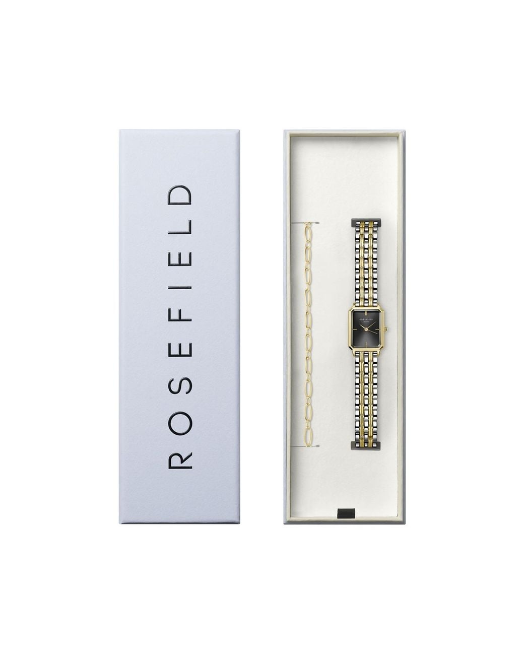 ROSEFIELD White Octagon Xs Dial Duotone Watch And Oval Links Bracelet Boxed Set