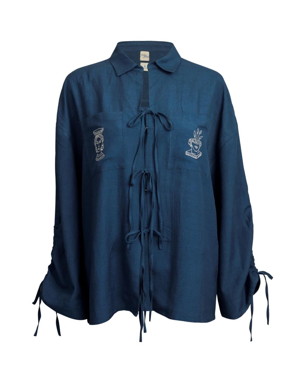 Em & Shi Blue Olympia Embroidered Shirt