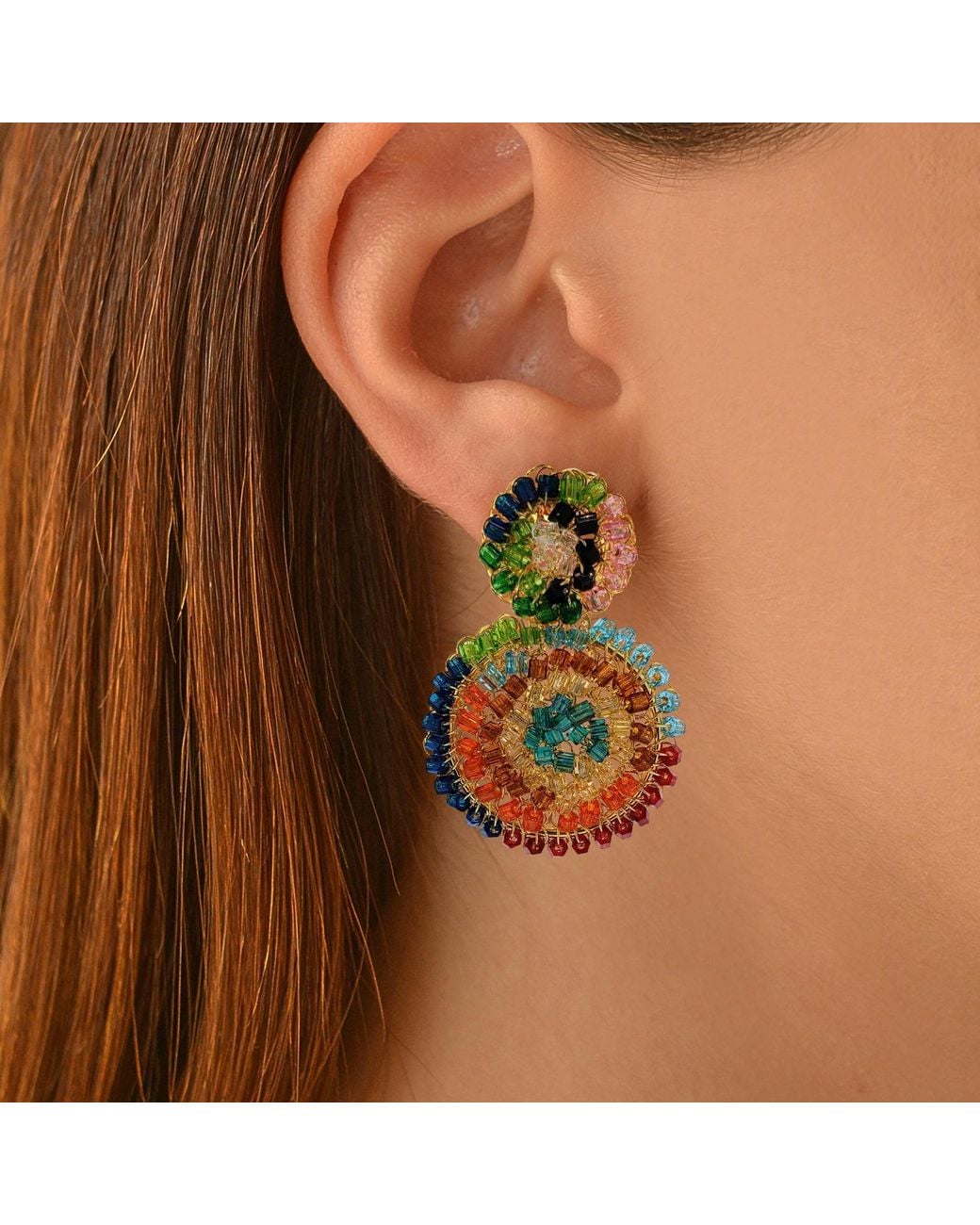 Lavish by Tricia Milaneze Multicolor Dahlia Mini Handmade Earrings