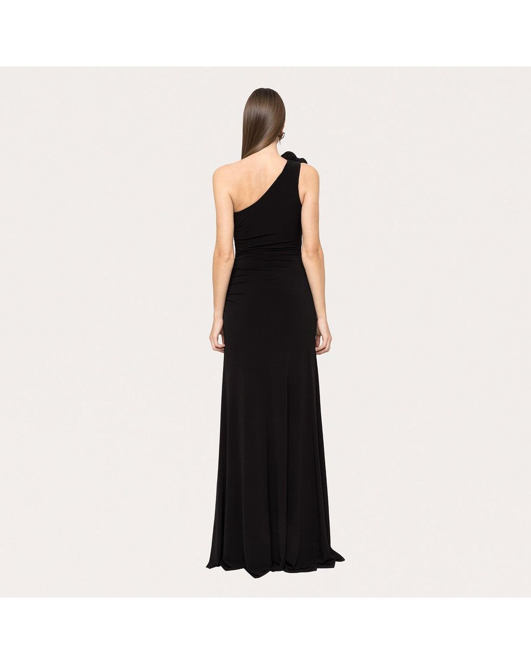 Nissa Black Floral-Appliqué Jersey Maxi Dress