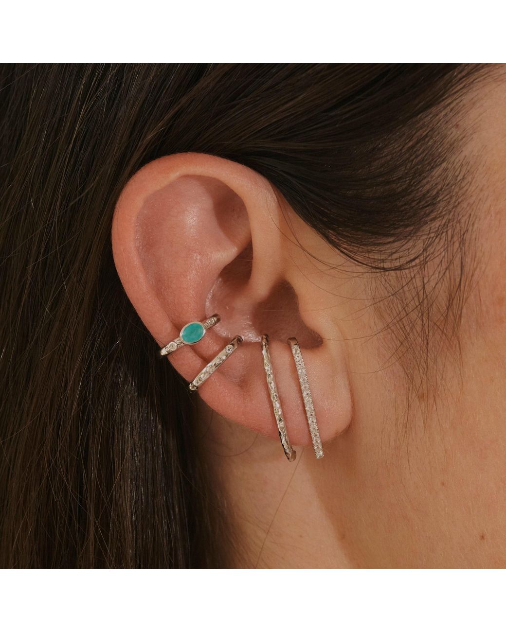 Zohreh Blue Amazonite & Sapphire Ear Cuff Sterling