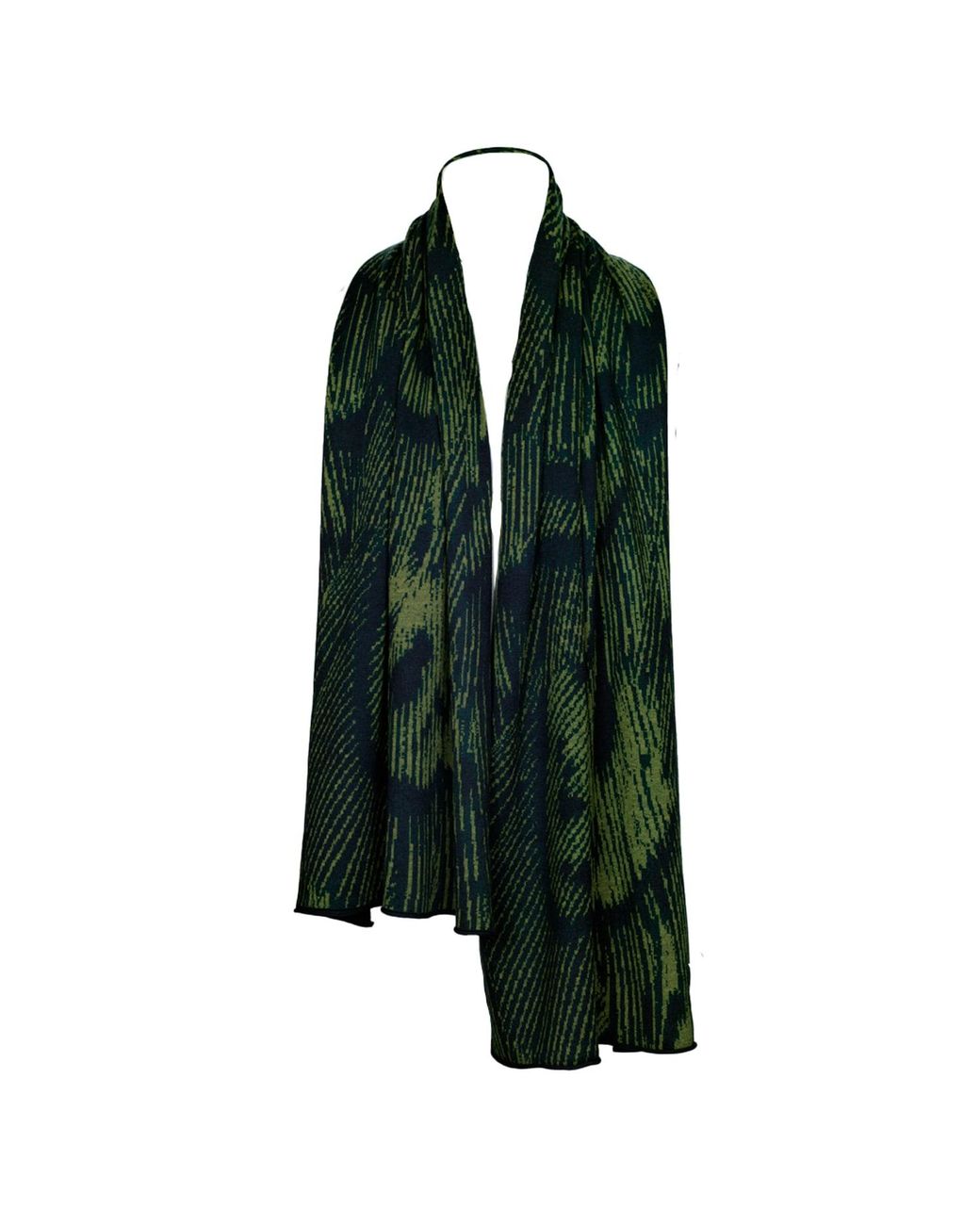 Essien & Emre Green Volucer Pattern Merino Wool Scarf Forest for men