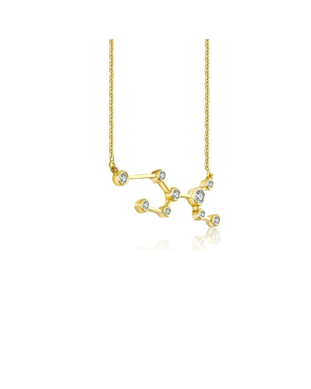 Genevieve Collection Metallic Virgo Zodiac Constellation Necklace 18K & Diamond