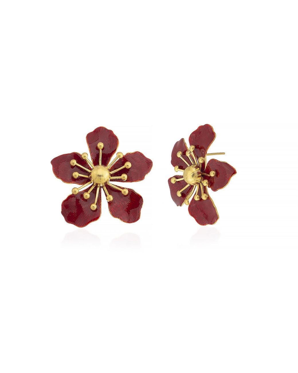 Milou Jewelry Red Magnolia Flower Earrings