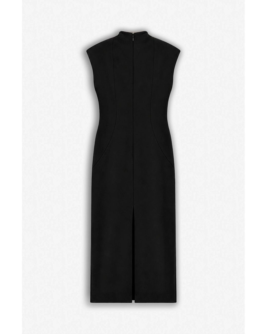 Nocturne Black Padded Shoulder Button Detail Maxi Dress
