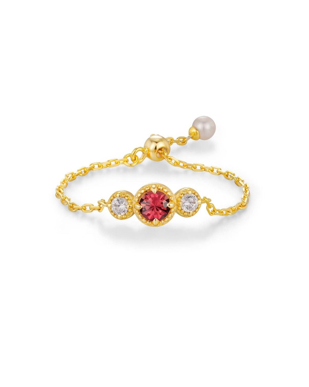 Azura Jewelry New York Metallic Birthstone Chain Ring Vermeil