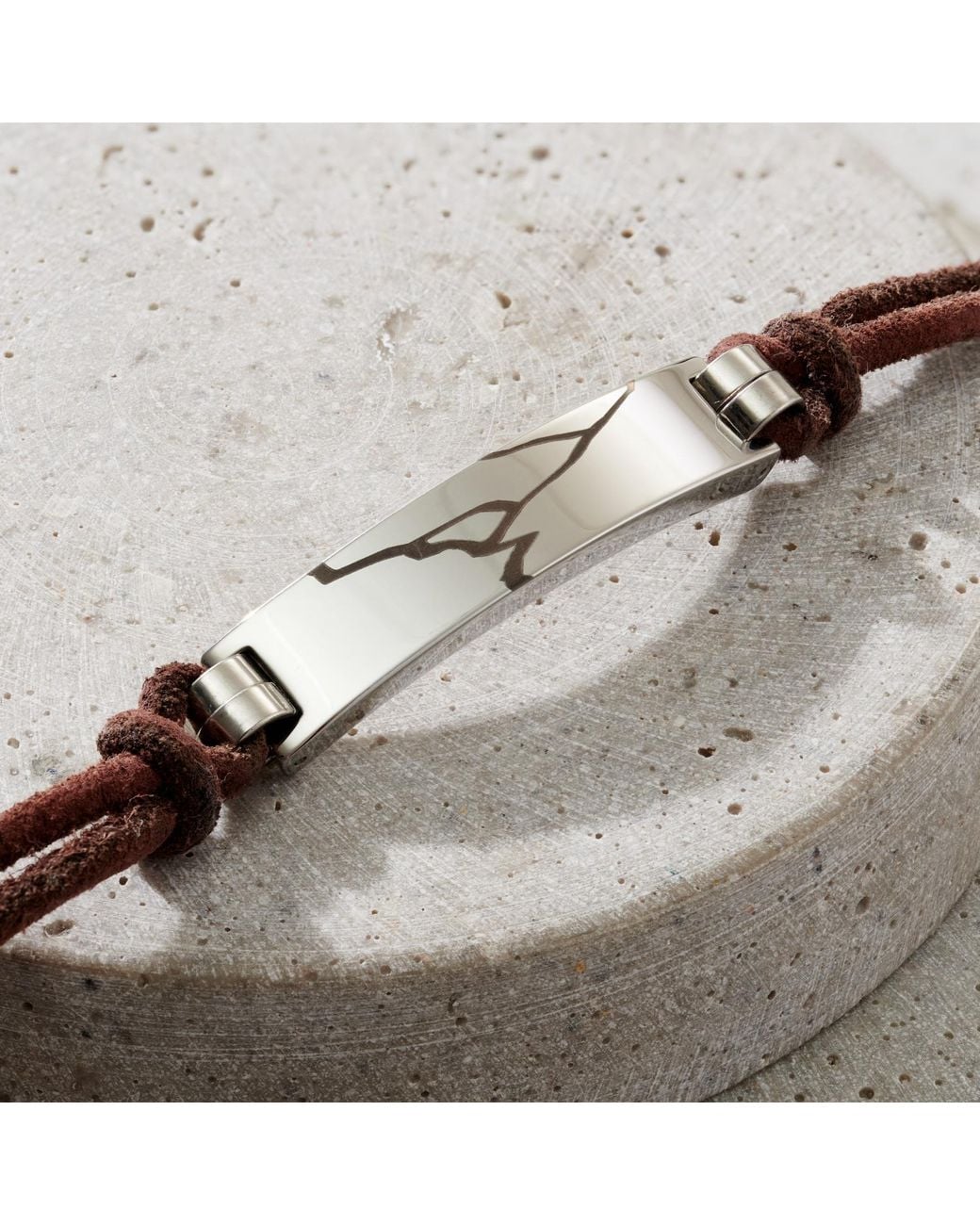 Posh Totty Designs Brown Leather Cord Kintsugi Bracelet for men