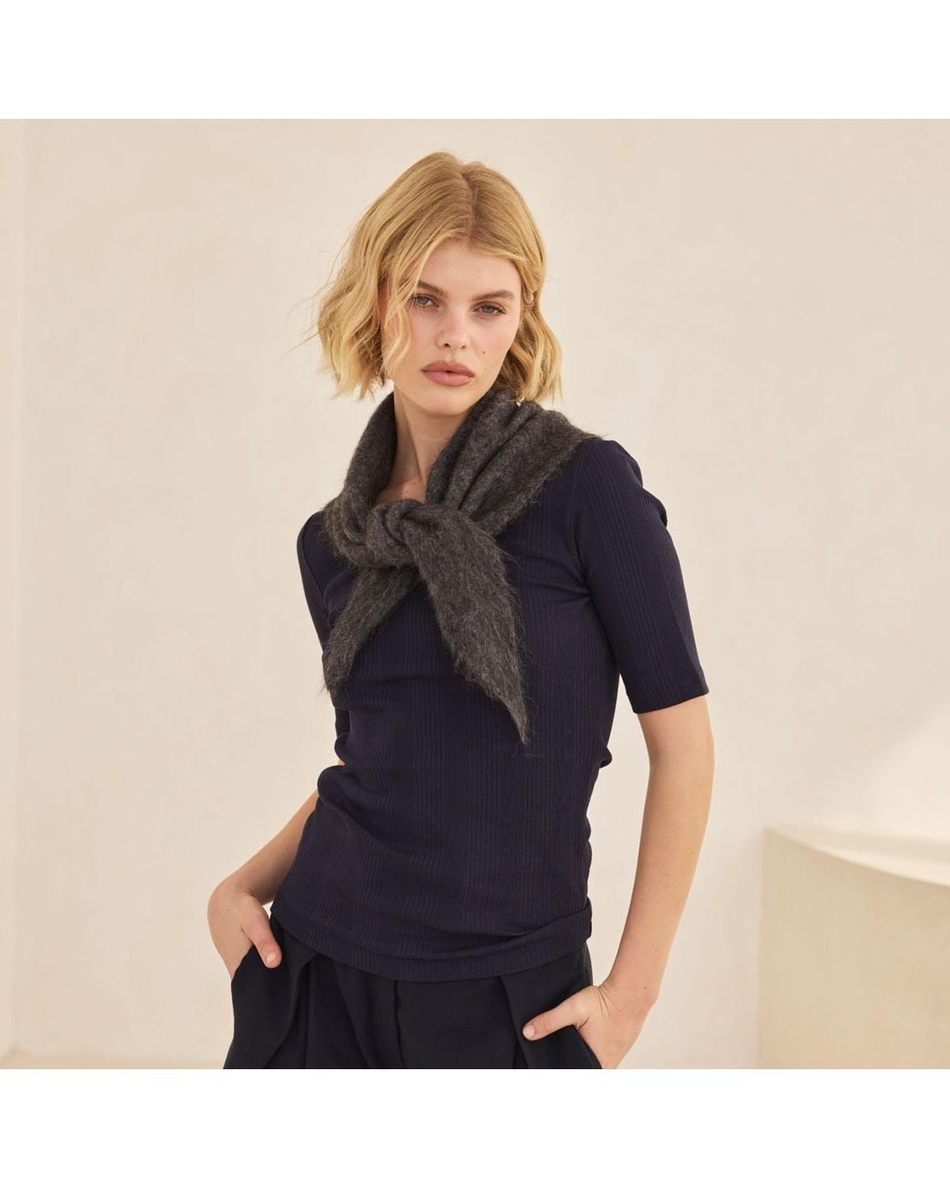 Arctic Fox & Co. Black Alpaca Triangle Scarf