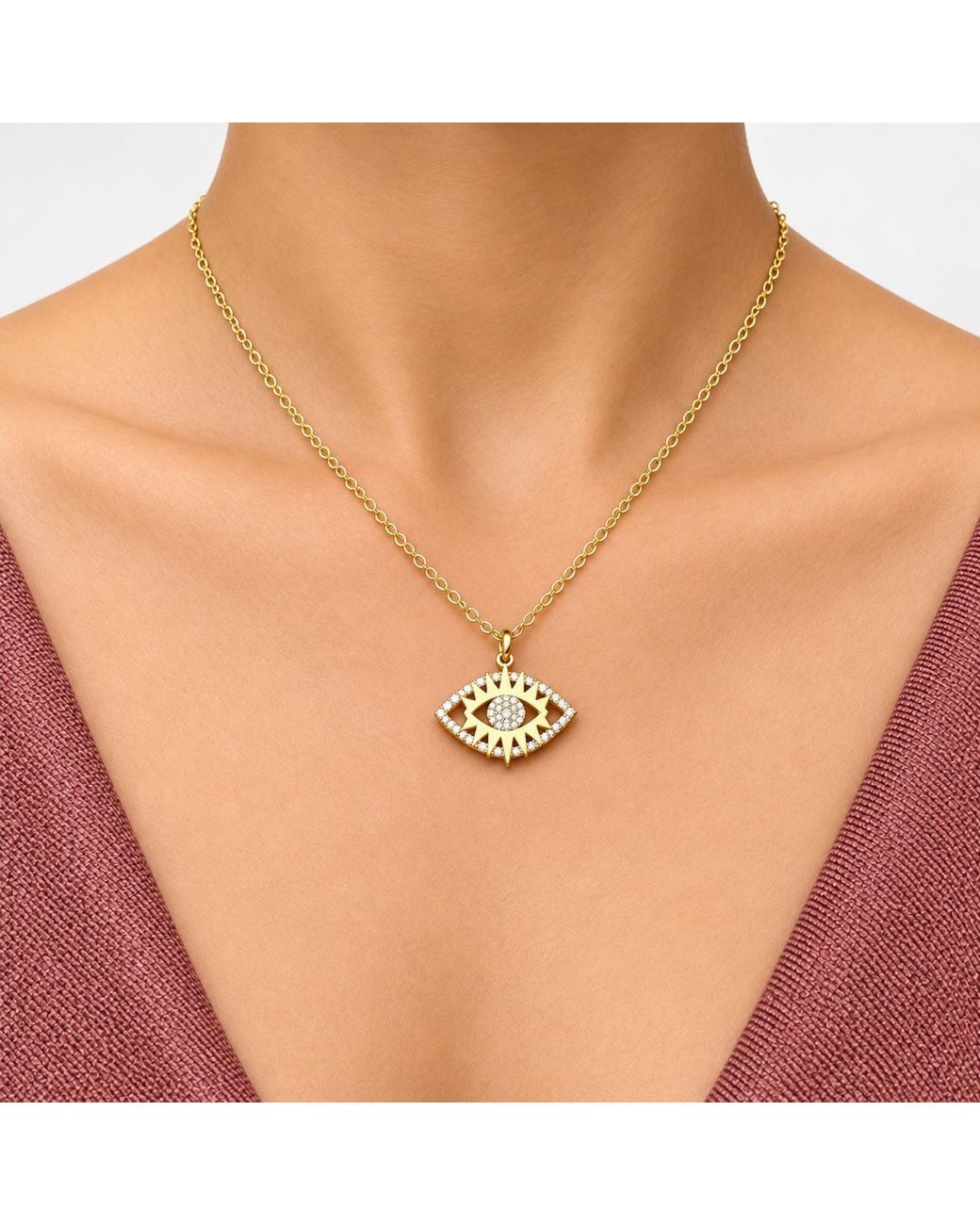 Lexi Jewelry Metallic Golden Radiant Evil Eye Necklace
