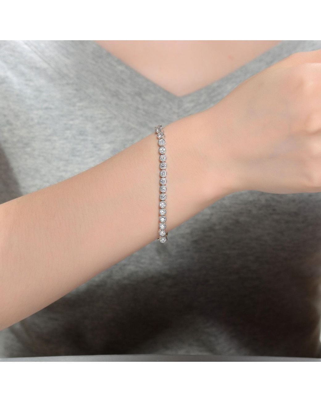 Genevive Jewelry Metallic Rachel Glauber Rhodium Plated Cubic Zirconia Bracelet