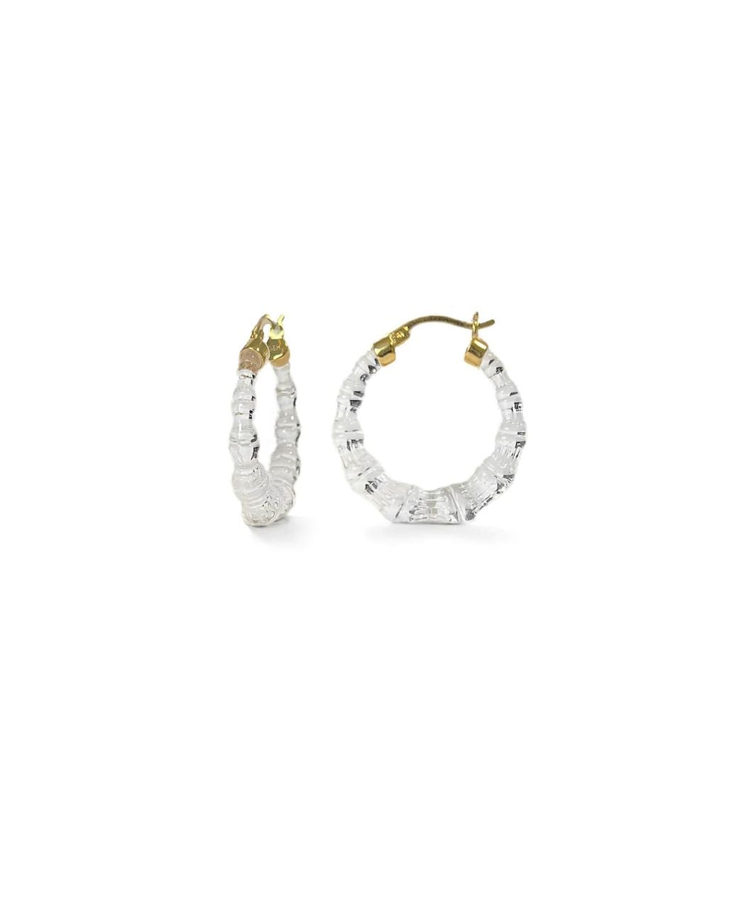 Gold & Honey Metallic Mini Clear Bamboo Hoop Earrings