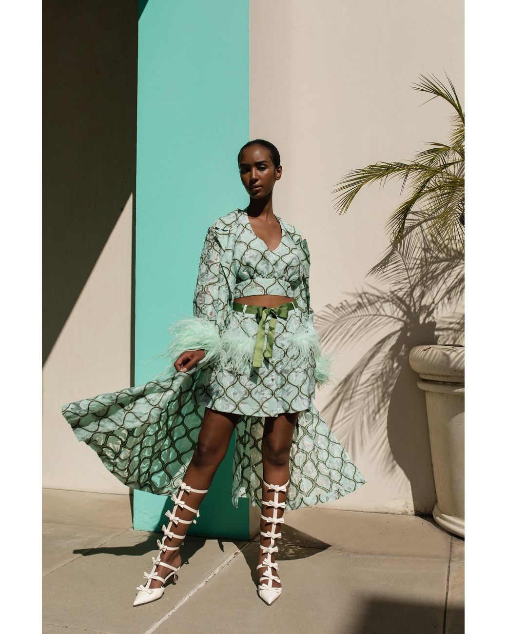 Andreeva Blue Mint Cross-Front Top