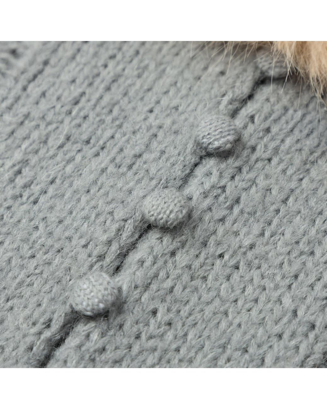 Belsize25 Blue Cashmere-Blend Faux Fur Collar Cable-Knit Cardigan