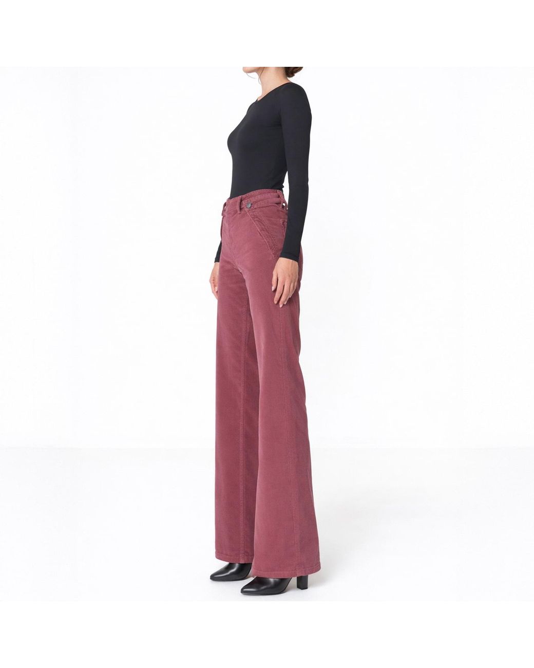 NOEND Pink Dina High Waisted Wide Corduroy