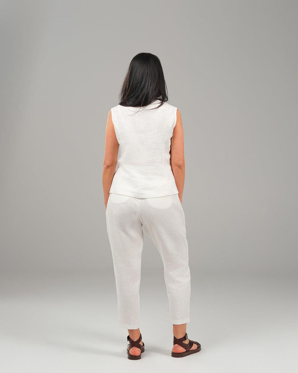 Lumina Eligma White The Isla Linen Vest Ensemble