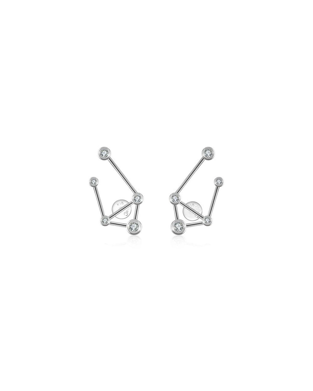 Genevieve Collection Metallic Libra Zodiac Constellation Earring 18K & Diamond