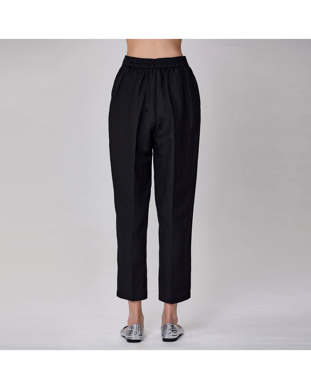 Smart and Joy Black Straight Linen Pants