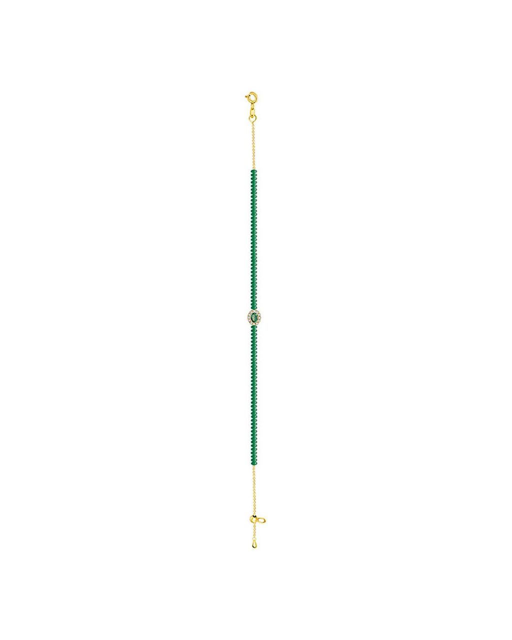 Genevieve Collection Blue 18K Emerlad Bead Bracelet