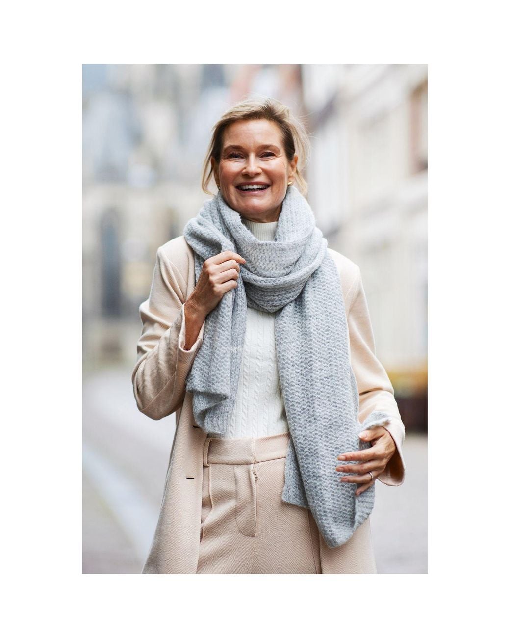 Heritagemoda Blue Neutrals Handknit Soft Light Alpaca Scarf