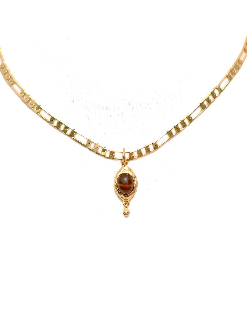 Krush Metallic Xara Tiger's Eye Pendant Chain Choker