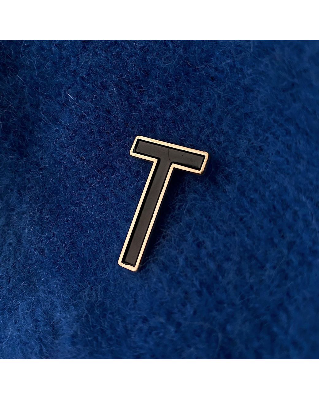 Make Heads Turn Black Enamel Letter T Pin