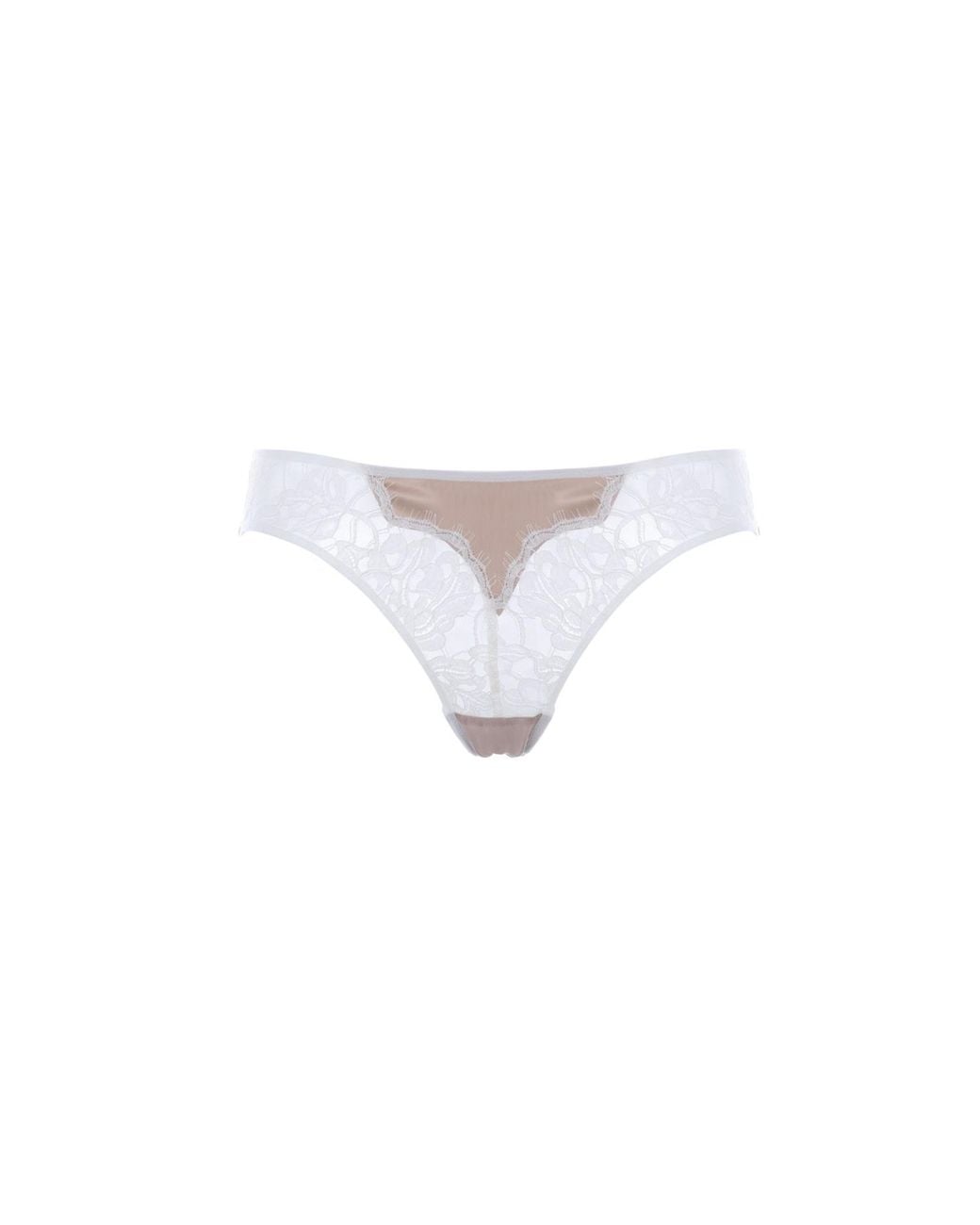 SAETA Paris White Neutrals Cotton Lace & Silk Pantie