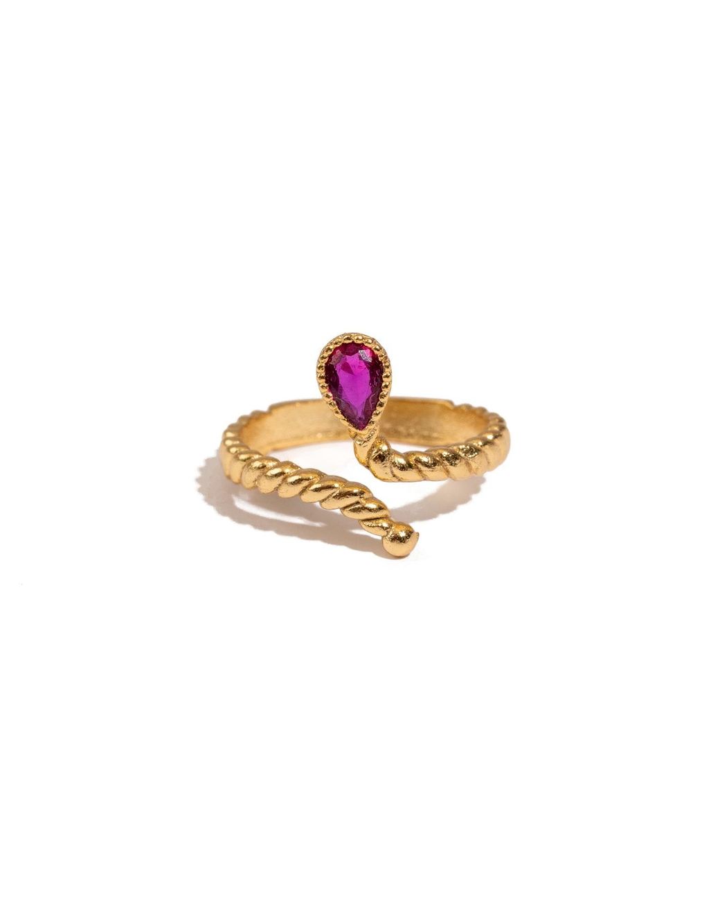 Ebru Jewelry Pink Passion Teardrop Ruby Adjustable Ring