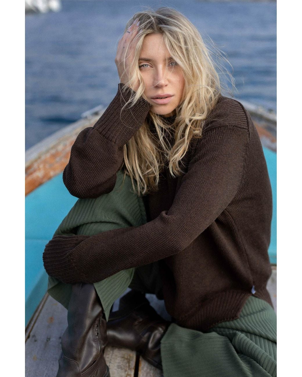 SALANIDA Brown Marina 100% Merino Jumper Chocolate