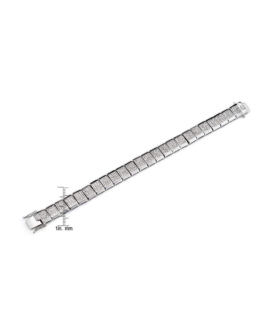 Genevive Jewelry Metallic Sterling Plated With Clear Cubic Zirconia Square Shapes Bracelet