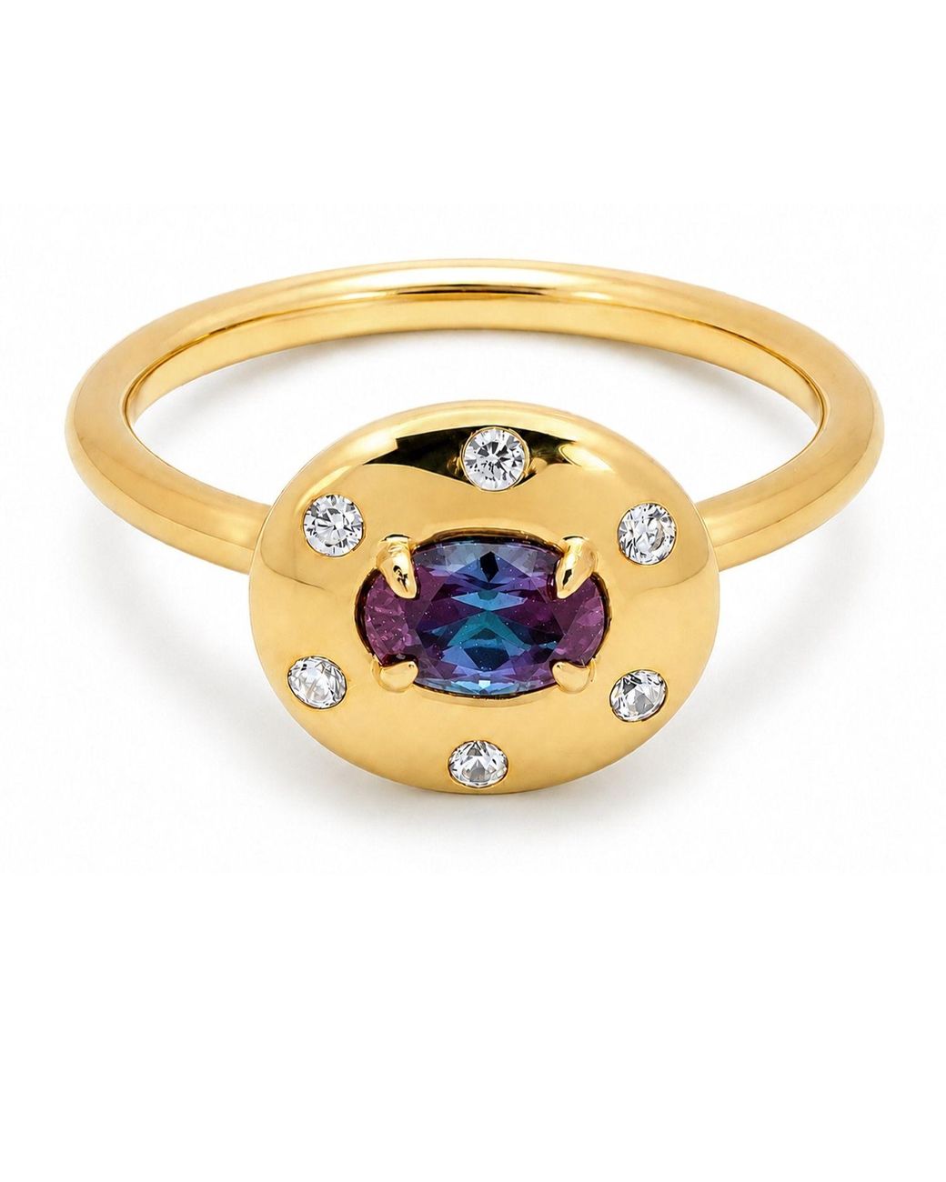 Belinda Jewelz Metallic Alexandrite Oval Birthstone & Accent Stone Ring