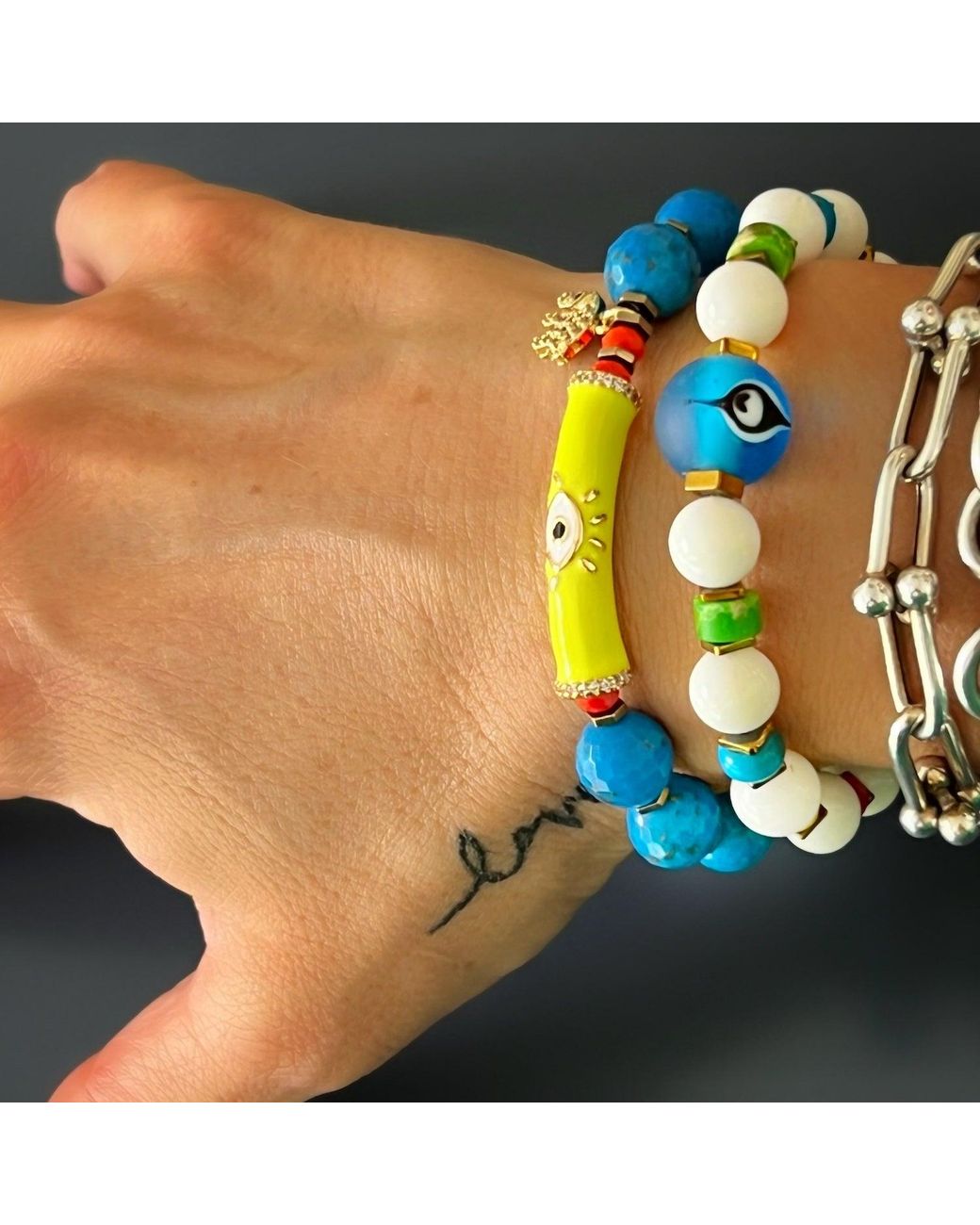 Ebru Jewelry Blue Turquoise Unique Protection Bracelet