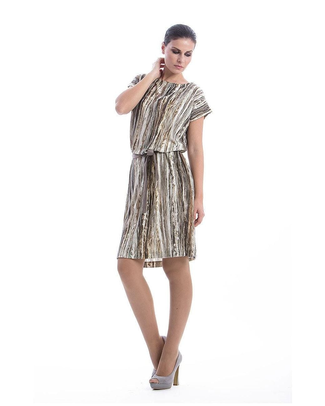 Conquista Natural Patterned Sack Dress