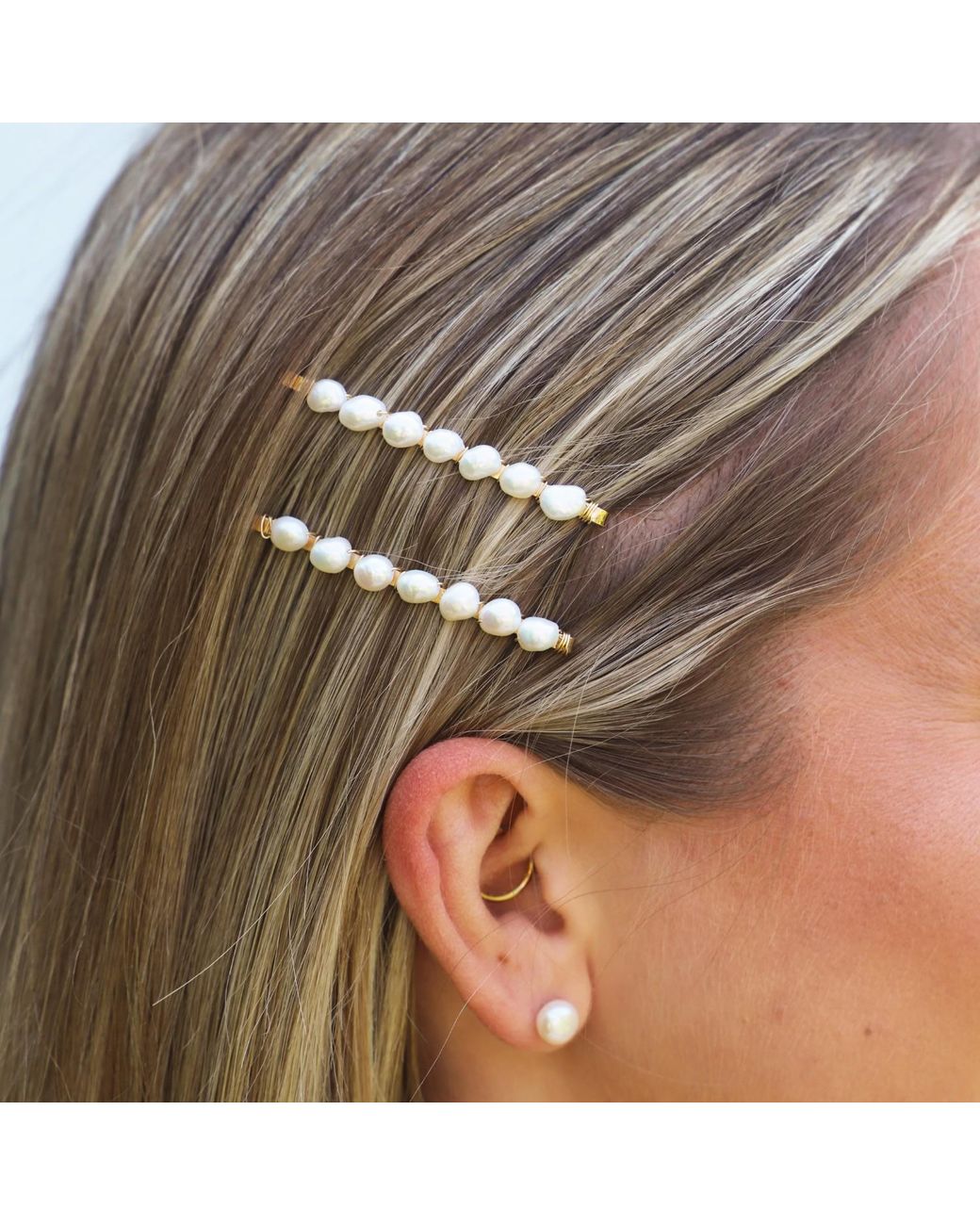 Kiri & Belle Metallic Alyssa Freshwater Pearl Hair Slide