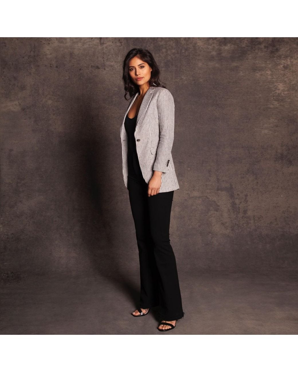 Vulto Gray Silk Linen Blazer