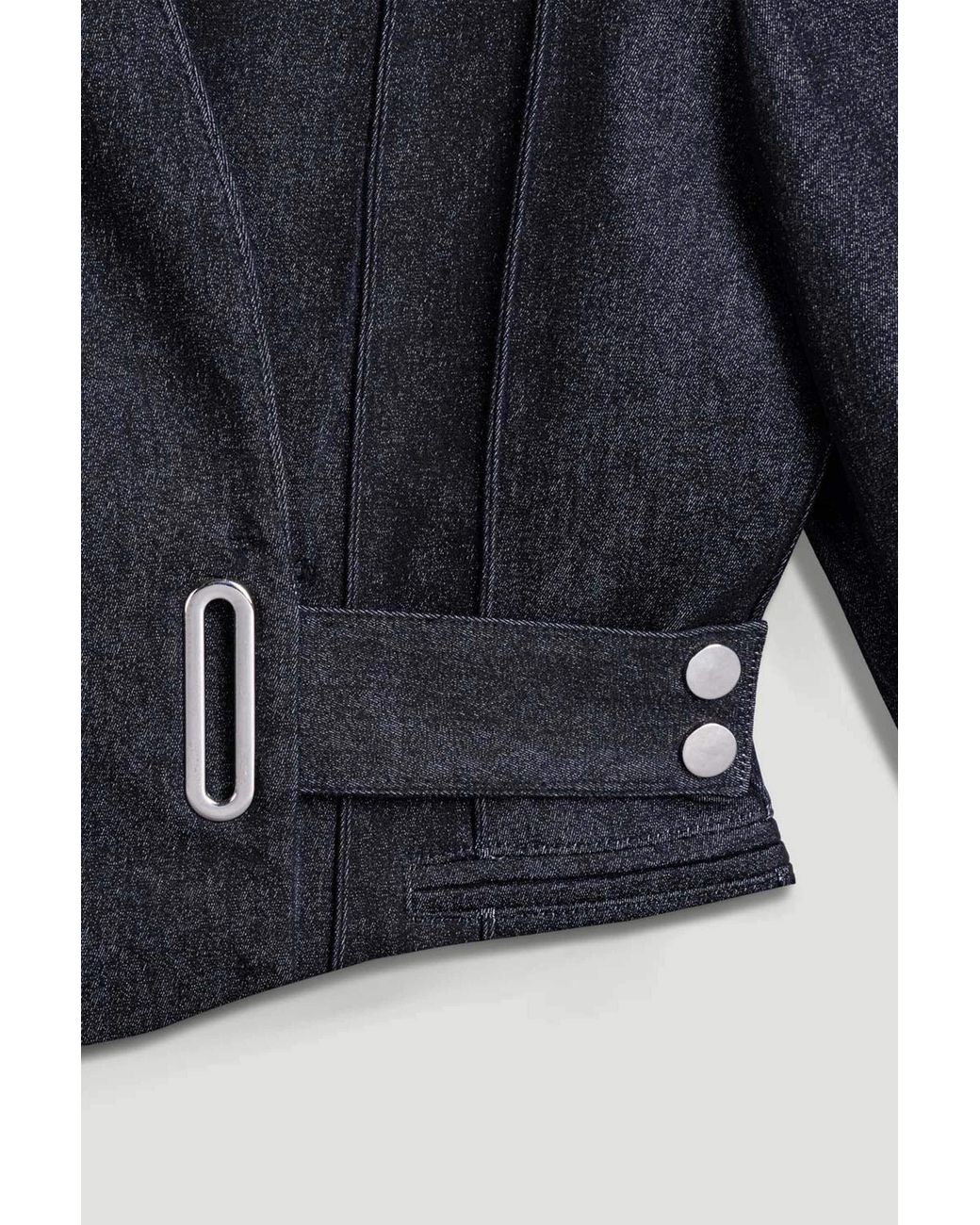 Nocturne Blue Bkack Belted Tailored Blazer