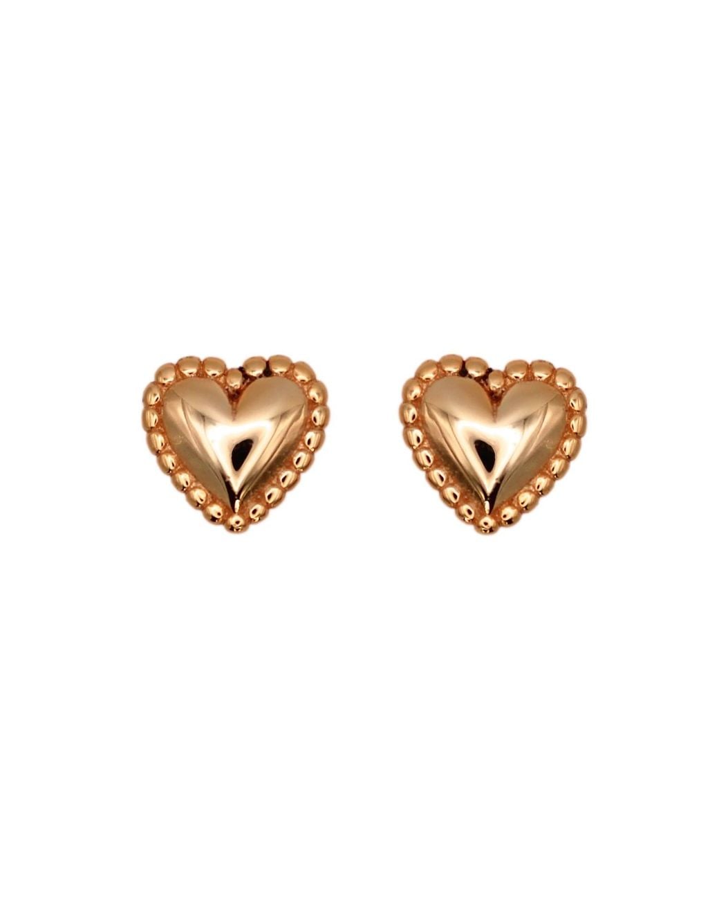 VicStoneNYC Fine Jewelry Metallic Lovely Heart Stud Rose Solid Earrings