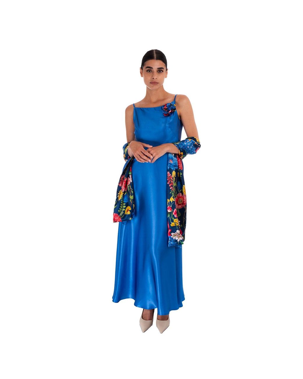 Sofia Tsereteli Blue The Rarefied Silk Gown With Scarf