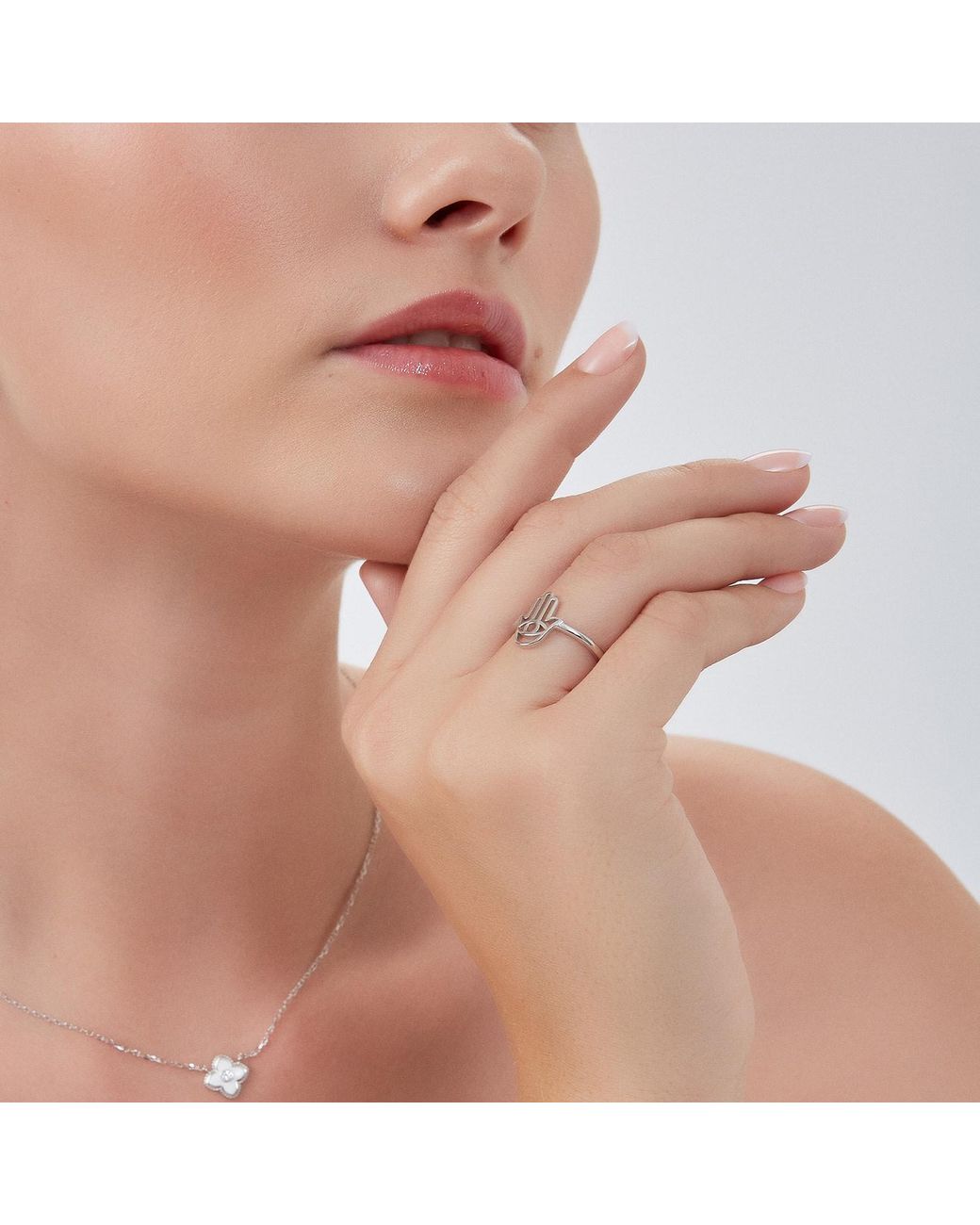 Spero London Metallic Hamsa Hand Adjustable Ring