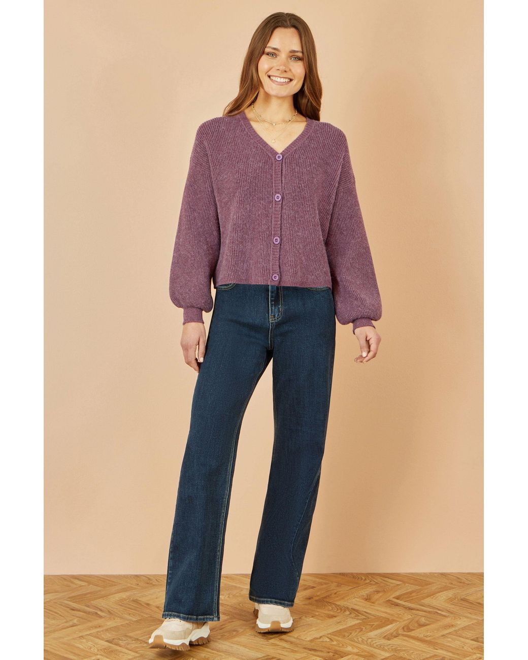 Yumi' Purple Marl Knit Cardigan
