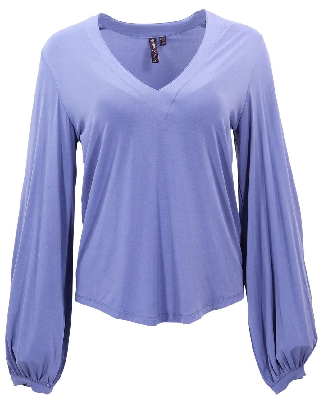 Lords of Harlech Blue Val Dawn Lyocell Stretch V-Neck Top
