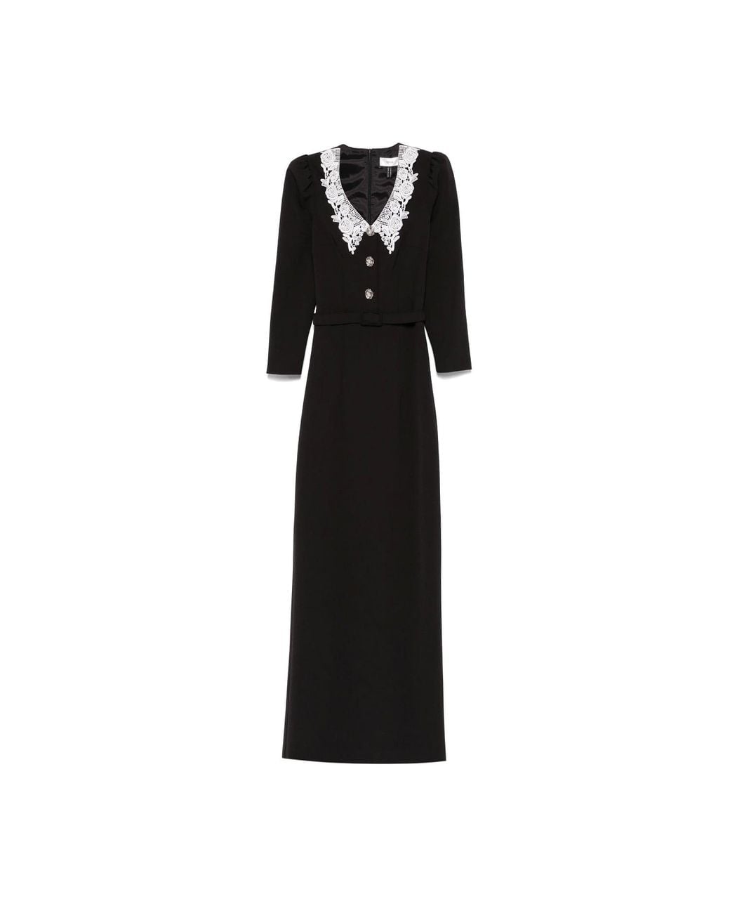 Nissa Black Belted Midi Dress