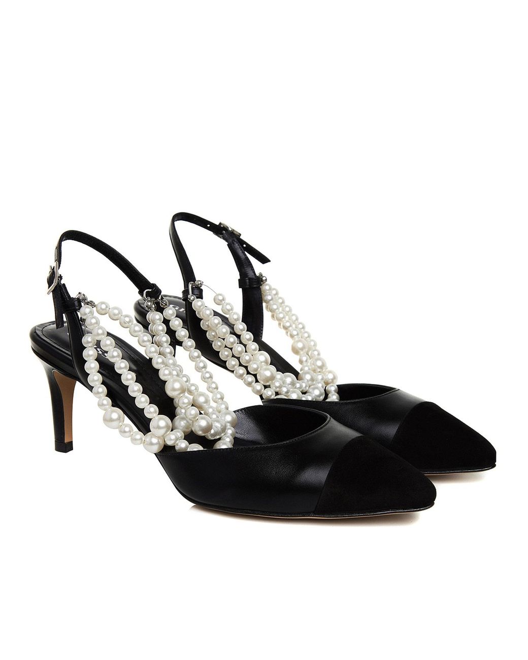 Ginissima Black Alice Pearl Natural Leather Shoes Low Heel